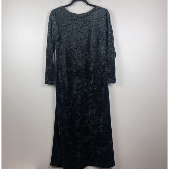 Vintage New Visions Womens Maxi Dress S Forrest Green Crushed Velvet Whimsygoth - Picture 2 of 8